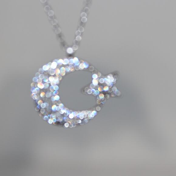 Brilliant Crystal 925 Sterling Silver Moon & Star Necklace Turkish Flag - Picture 11 of 11